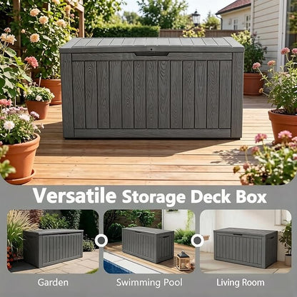 Outdoor Storage Box, 120 Gallon Resin Deck Boxes Outdoor Waterproof - Image 4