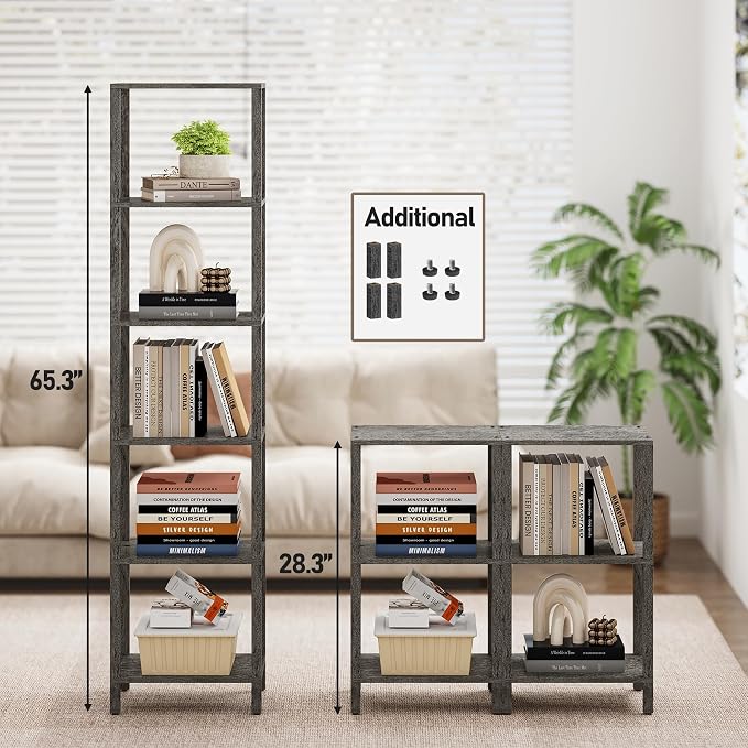 TUTOTAK Bookshelf, 6-Tier Tall Narrow Book Shelf - Image 3