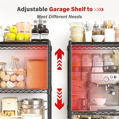 REIBII 5 Tier Storage Shelves Adjustable Wire Rack Shelving, Kitchen Shelves - Image 4