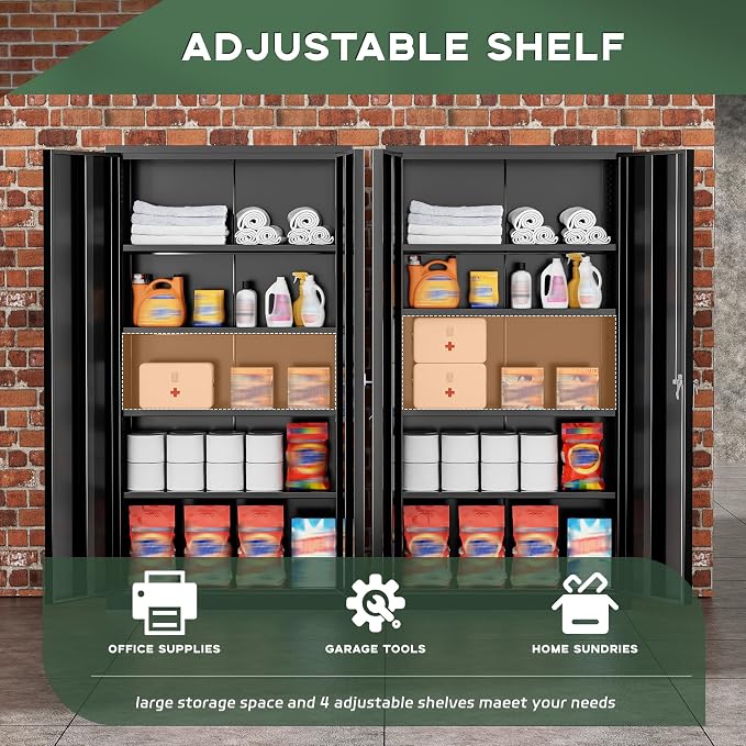 Greenvelly Metal Garage Storage Cabinet, 72” Lockable Storage Cabinet - Image 4