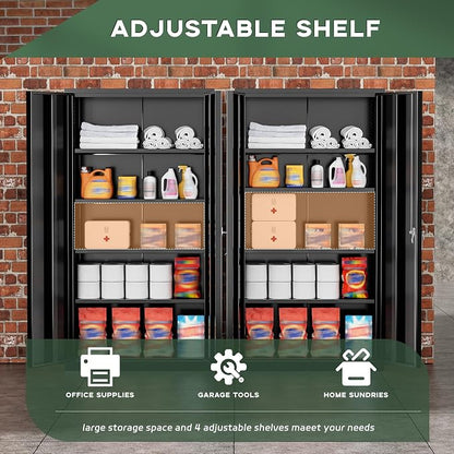 Greenvelly Metal Garage Storage Cabinet, 72” Lockable Storage Cabinet - Image 4