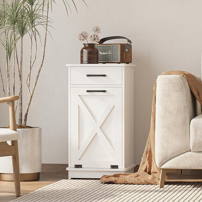 White Tilt Out Laundry Hamper Cabinet Hidden Laundry Hamper - Image 8