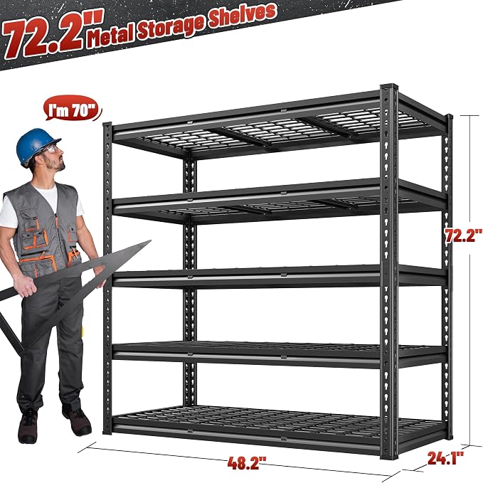 REIBII 3050LBS Garage Shelving Storage Shelves Heavy Duty 5-Tier Adjustable - Image 2
