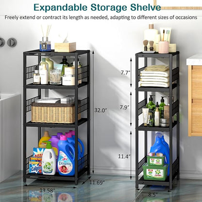 DAOUTIME Expandable Slim Storage Shelf, 4 Tier Metal Shelving Unit - Image 5