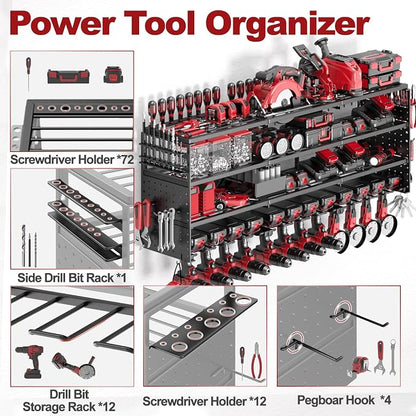 52" W Large Power Tool Organizer Wall Mount -4 Layer Heavy Duty Power Tool Rack - Image 3