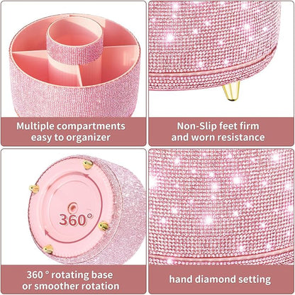 fanado Bling Diamond Makeup Brush Holder, 360° Rotating Makeup Organizer - Image 3