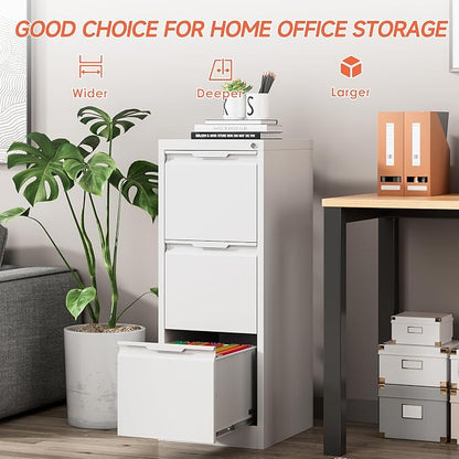3 Drawer File Cabinet with Lock, Vertical Filing Cabinets - Image 8