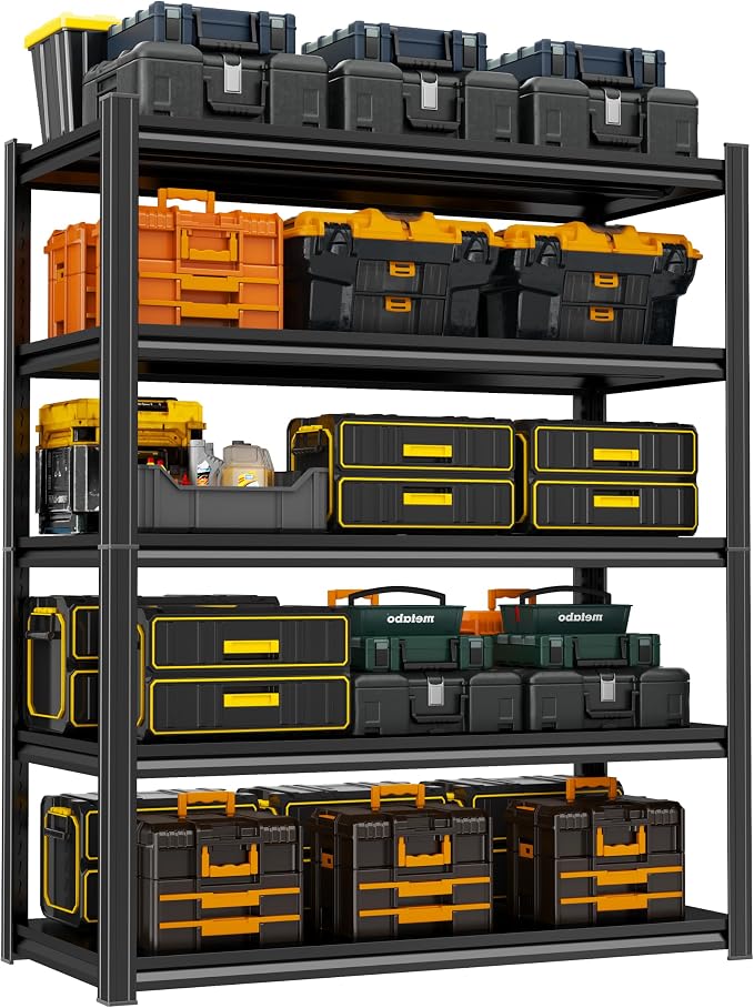 Storage Shelves, Garage Metal Shelving Unit, Adjustable, Double-Layer Column by Beaunatixx