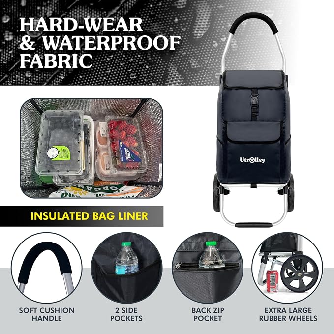 Ultra-Lightweight Black Foldable Shopping Cart - Image 3