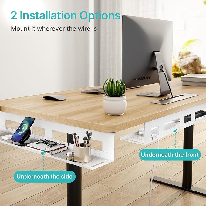 Under Desk Cable Management Tray, 31.5 Inches Metal Cord Organizer Rack - Image 6