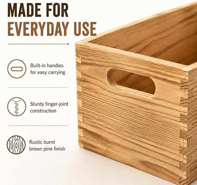 5 Pack Wooden Crates for Display Nesting Wood Crate for Storage - Image 5
