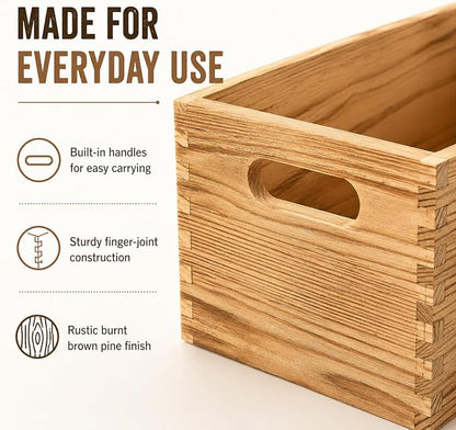 5 Pack Wooden Crates for Display Nesting Wood Crate for Storage - Image 5