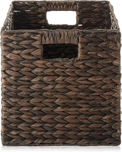 Casafield 10.5" x 10.5" Water Hyacinth Storage Baskets, Espresso - Image 4