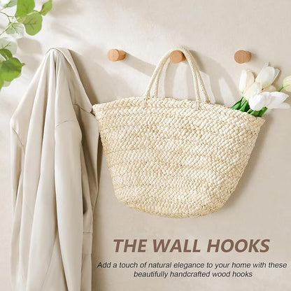 Wooden Wall Hooks 4 Pack, Modern Decorative Coat Hook Wall-Mount, Handmade - Image 2