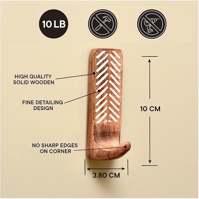 Indian Shelf 150 Pieces Bulk Wood Adhesive Wall Hooks – Wholesale Boho Peel and - Image 2