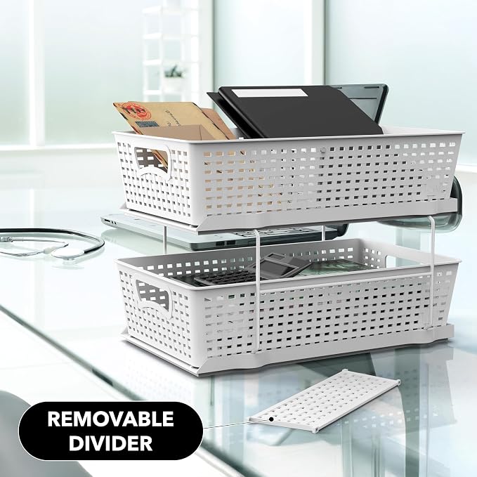 Simple Houseware 2 Tier Bathroom Organizer Tray Pull-Out Sliding Drawer - Image 9