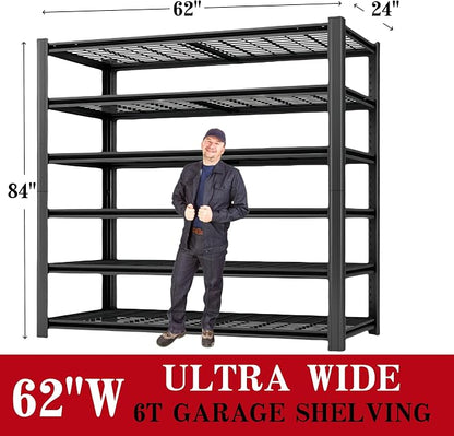 6T 62" W x 24" D x 84" H Garage Shelving Heavy Duty Metal Shelving 6000LBS - Image 3