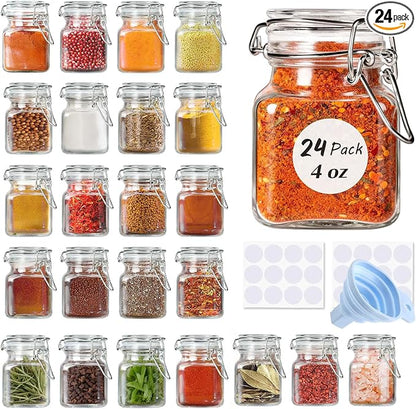 SPANLA Spice Jars, 24 Pack 4oz Small Glass Jars by SPANLA