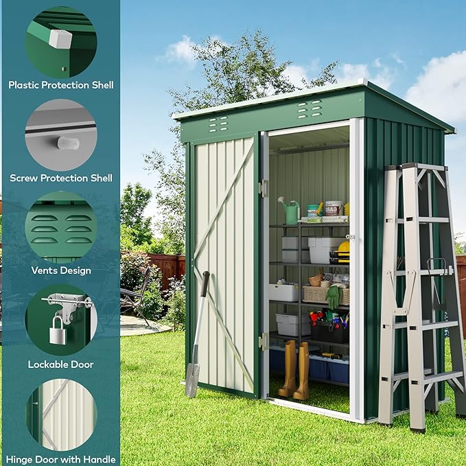 Gizoon 5' x 3'Outdoor Storage Shed - Image 4