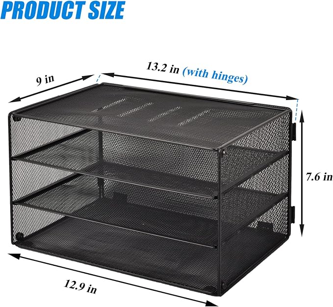 EASEPRES 3 Tier Mesh Desk Organizer Tray, File Paper Letter Folder Holder - Image 5