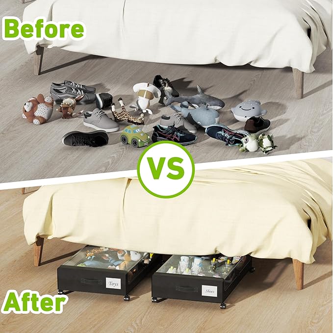 Tututry Under Bed Storage with Wheels, XXL 60L Under the Bed Storage Bins - Image 6
