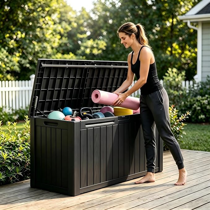 180 Gallon Outdoor Storage Box Waterproof, Large Resin Deck Box - Image 5
