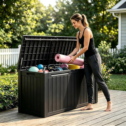 180 Gallon Outdoor Storage Box Waterproof, Large Resin Deck Box - Image 5