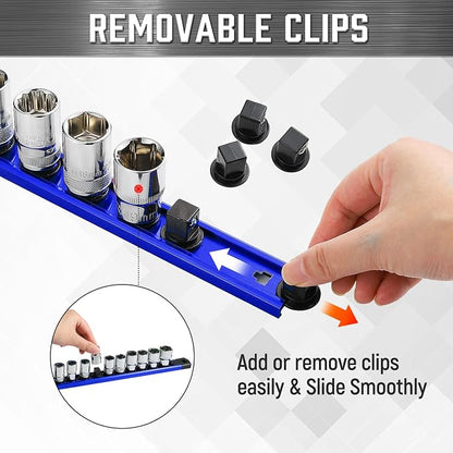 ALOANES 3-Piece Magnetic Socket Organizer, Heavy Duty Aluminum Socket Rails - Image 5