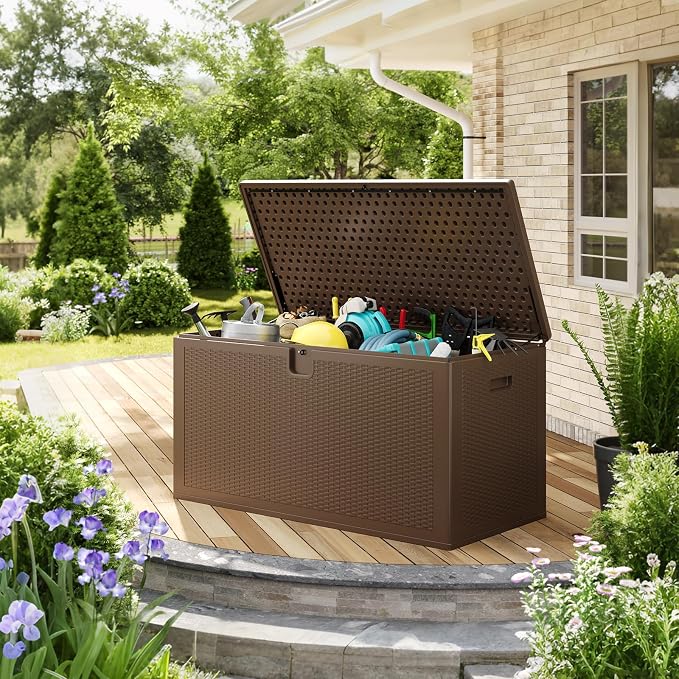 IDEALHOUSE 150 Gallon Resin Deck Box, Waterproof Outdoor Storage Box - Image 9