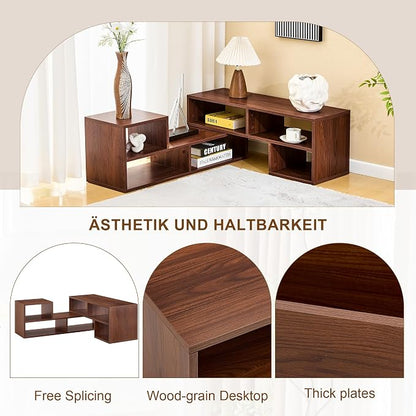 Wood L-Shaped Modular Bookshelf TV Stand - Image 8