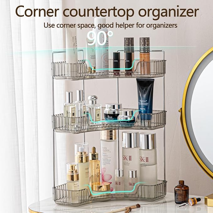 3-Tier Corner Bathroom Counter Organizer – Classic Storage Shelf - Image 5