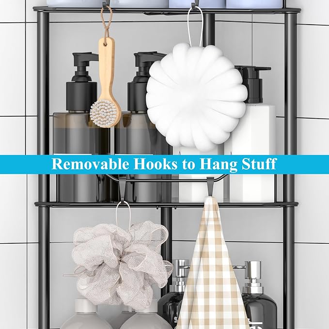 HuggieGems 4 Tier Floor Standing Corner Shower Caddy Organizer Shelf - Image 5