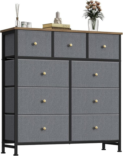 DUMOS 9 Drawer Dresser for Bedroom, Storage Organizer Chest of Drawers | Fabric by DumosLifestyle