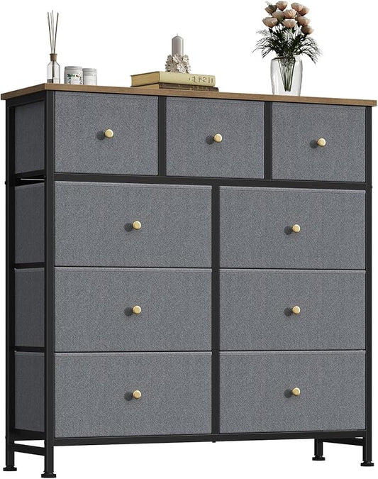 DUMOS 9 Drawer Dresser for Bedroom, Storage Organizer Chest of Drawers | Fabric by DumosLifestyle