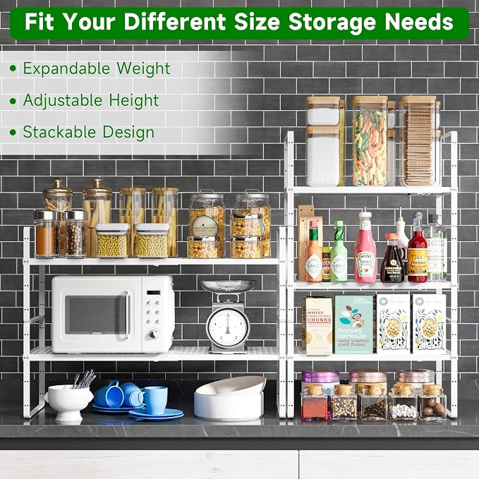 Expandable Kitchen Cabinet Shelf Organizer Rack Heavy Duty Metal Spice Rack - Image 3