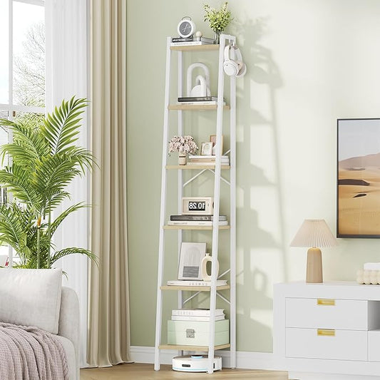 Hzuaneri Ladder Shelf, Freestanding Corner Storage Shelf | Bookcase by Hzuaneri