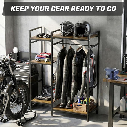 TONGMO Motorcycle Gear Rack, Heavy Duty Helmet Stand, Large Motorcycle Gear - Image 8