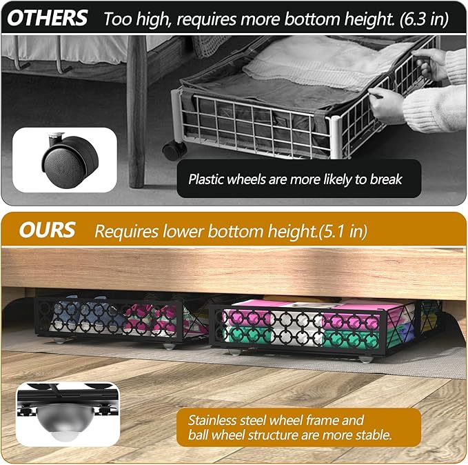 NADAMOO Under Bed Storage with Wheels, 2 Pack Rolling Under Bed Storage - Image 4
