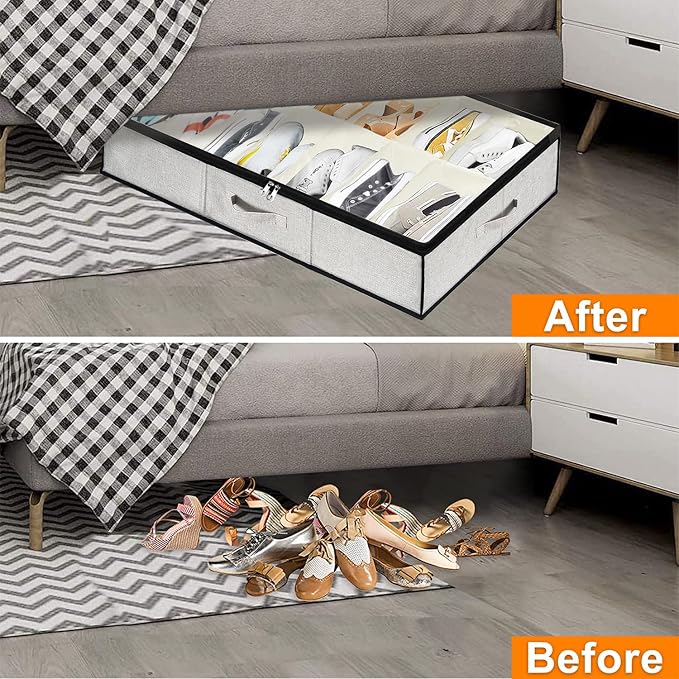 homyfort Shoe Storage Organizer Under Bed, 2 Pack Fits 32 Pairs, Extra Large - Image 7