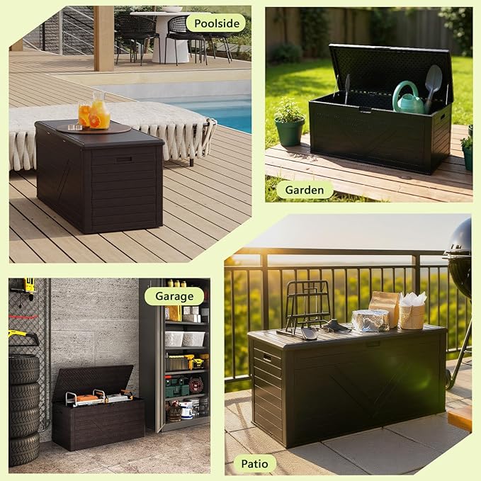 Outdoor Storage Box, Lockable Patio Cushions, Garden Tools Storage - Image 6