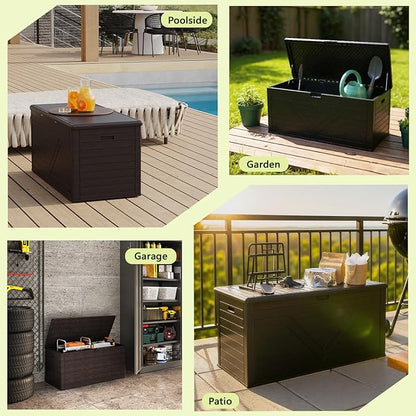 Outdoor Storage Box, Lockable Patio Cushions, Garden Tools Storage - Image 6