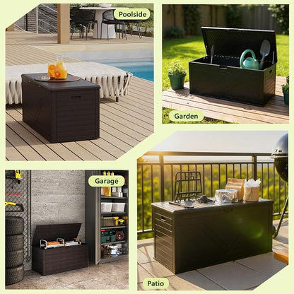 Outdoor Storage Box, 260 Gallon Deck Box Outdoor Storage Bench Outside - Image 7