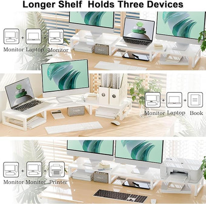 TEAMIX Desk Organizer Dual Monitor Stand Riser, Adjustable Computer Stand - Image 3