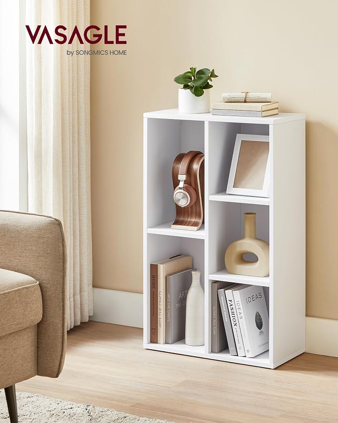 VASAGLE Set of 2 Bookcases, Bookshelves, 5 Compartments, Freestanding Shelves - Image 2