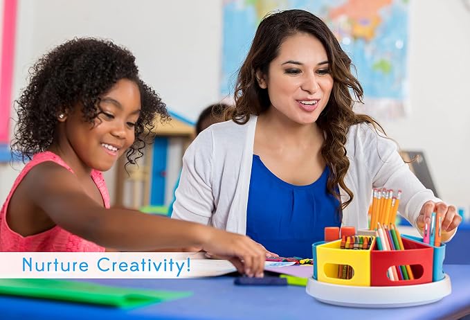 Rotating Art Supply Organizer for Kids, Crayon Caddy for Kids Desk or Pencil - Image 5