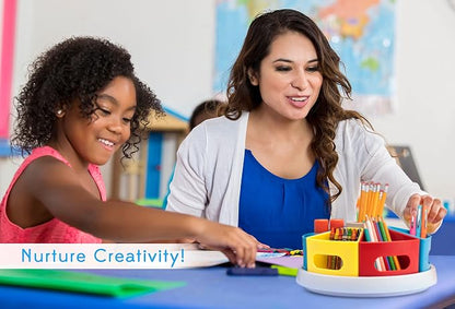 Rotating Art Supply Organizer for Kids, Crayon Caddy for Kids Desk or Pencil - Image 5