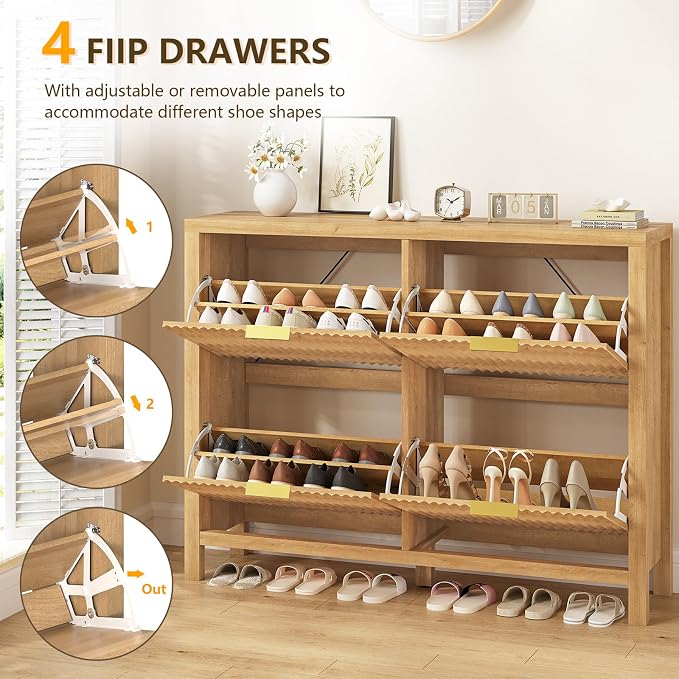 47" Fluted Shoe Cabinet Stoarge - Image 4