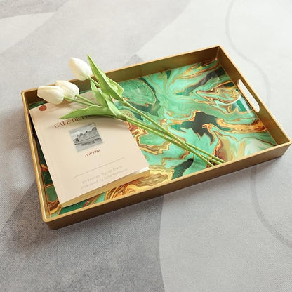 Green Marbling Decorative Tray - Image 2