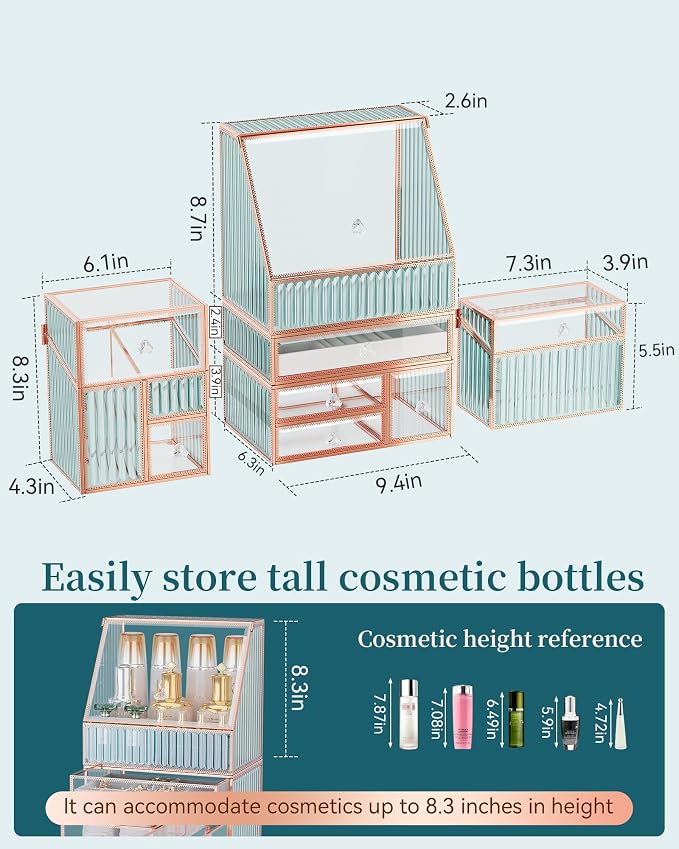 Large Makeup Organizer, Glass Cosmetic Storage - Image 6