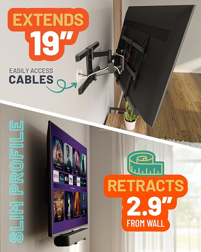 ECHOGEAR Full Motion Articulating TV Wall Mount Bracket - Image 5
